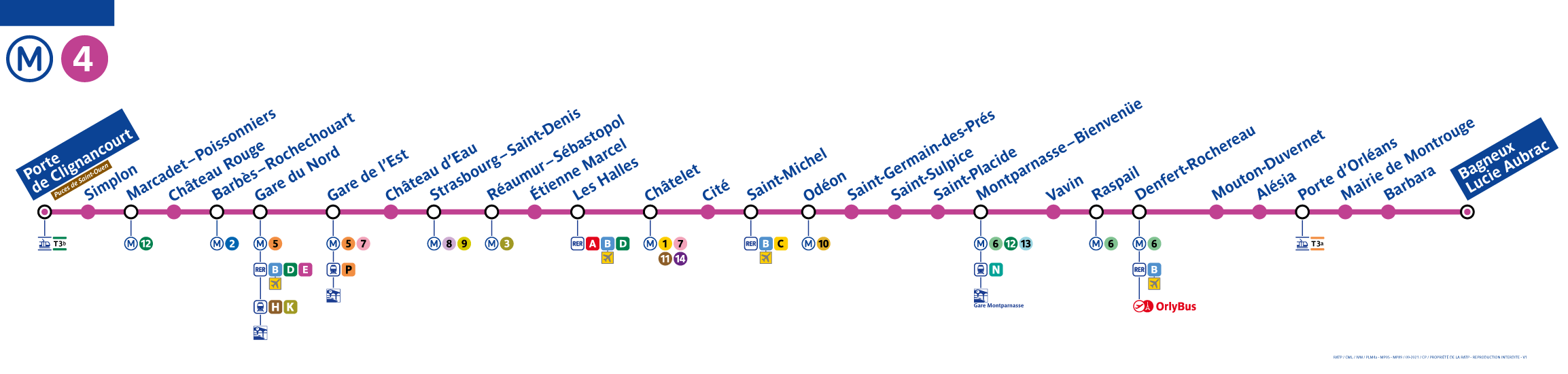 Paris metro line 4 map - Paris Metro Map